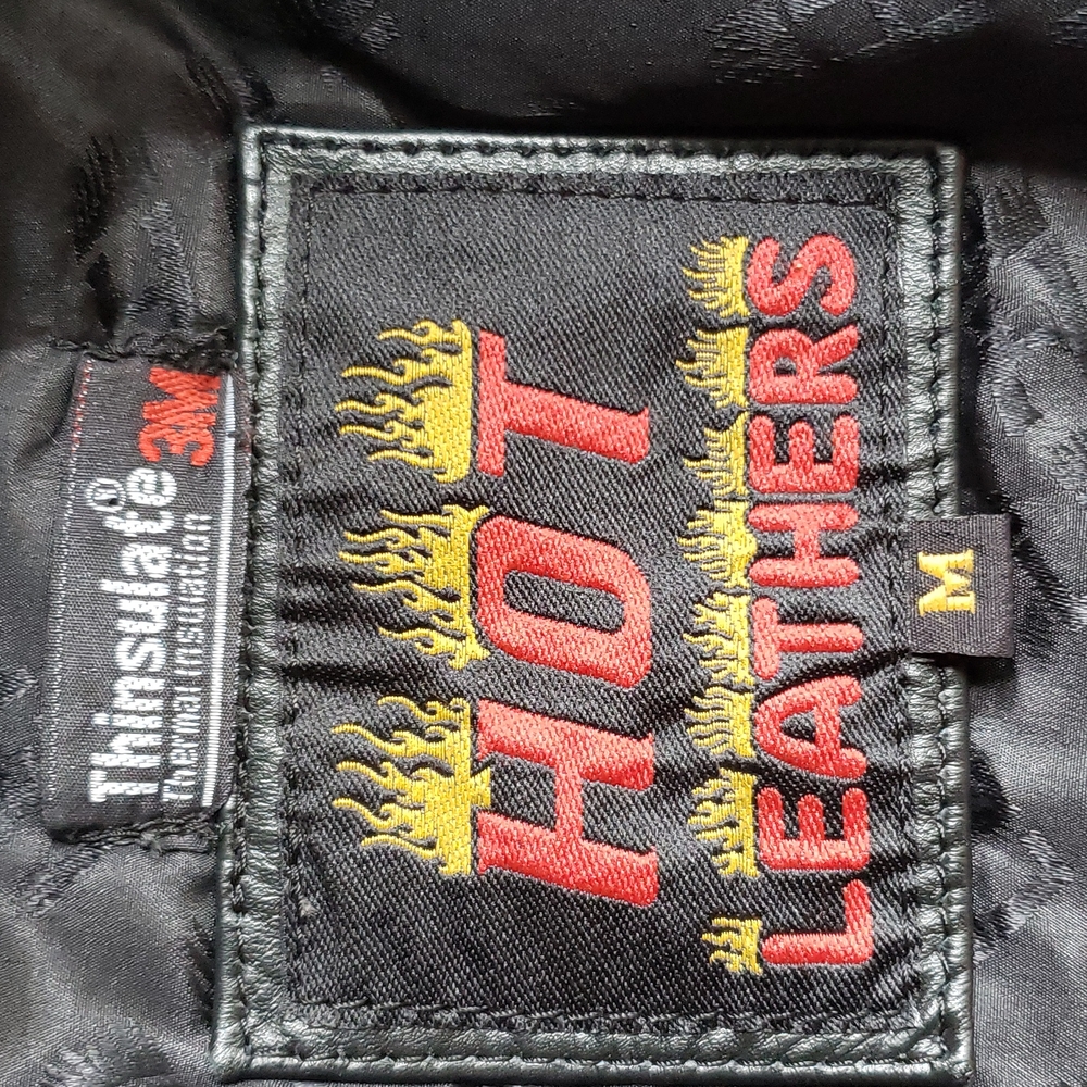 Hot Leathers🔥Genuine Leather Black Moto Jacket with Zip Out Lining Size Medium - Picture 9 of 16